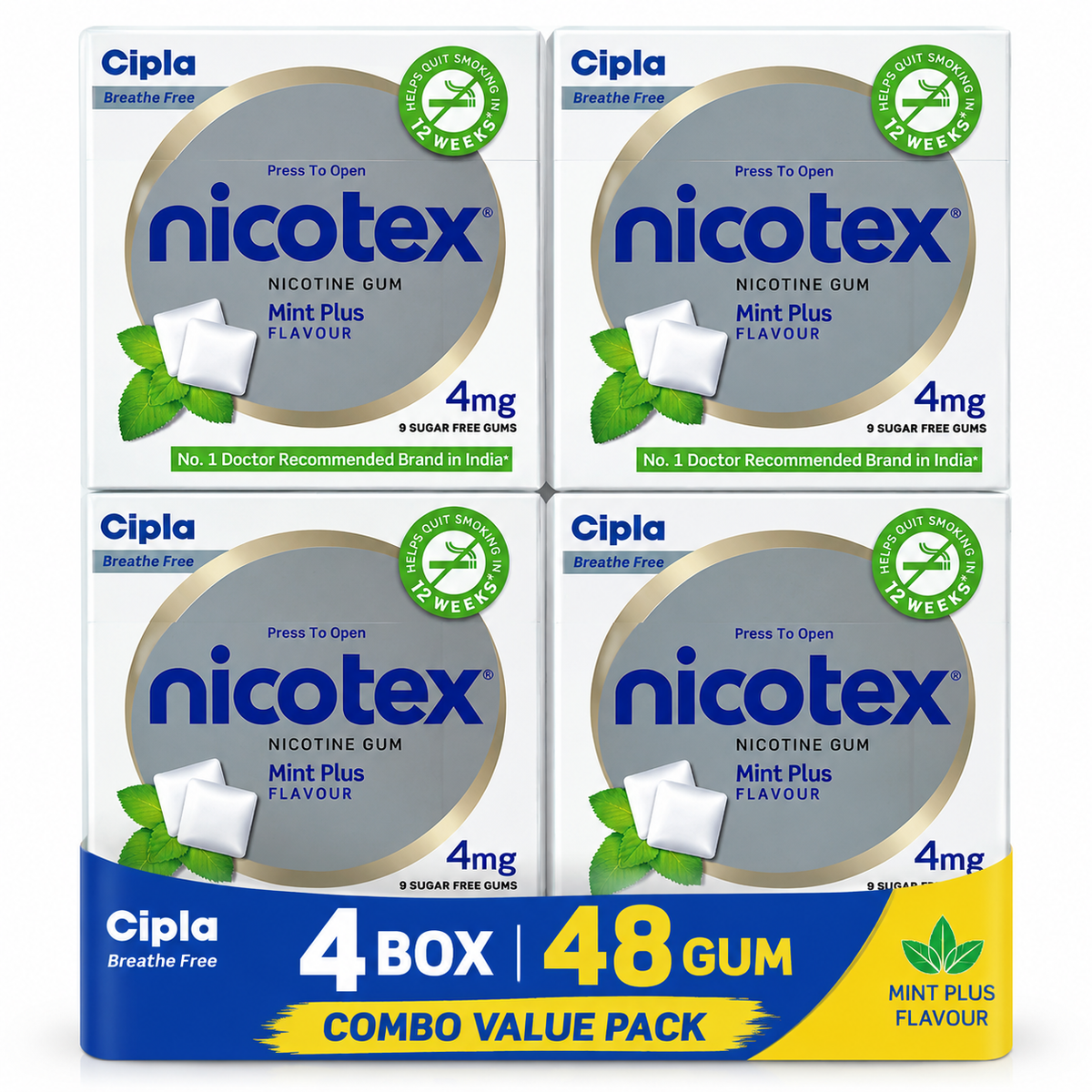 Nicotex gums, 4 mg, Mint - strip, 48 gums