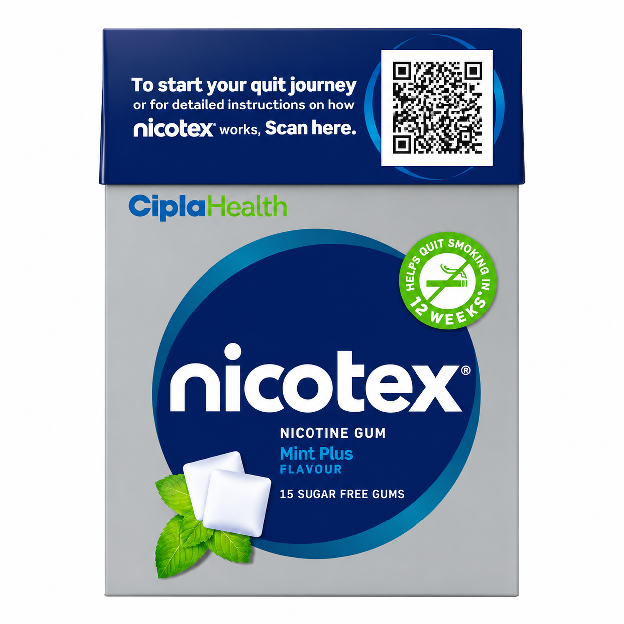 Nicotex gums, 15 mg, Mint Plus - strip, 12 gums