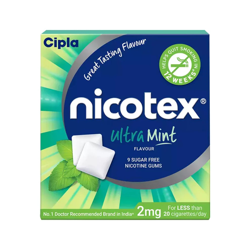 Nicotex gums, 4 mg, Ultra Mint - strip, 9 gums